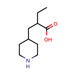 Chemical structure of 2-(4-piperidylmethyl)butanoic acid , CAS 1556499-16-1, AChemBlock X181764