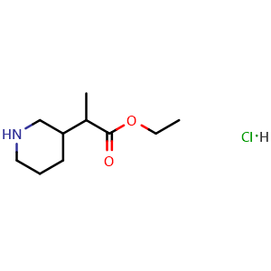 Chemical structure of Ethyl 2-(piperidin-3-yl)propanoate hydrochloride , CAS 2891600-04-5, AChemBlock X181768