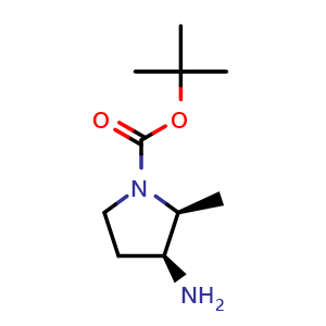 Chemical structure of tert-butyl (2S,3S)-3-amino-2-methyl-pyrrolidine-1-carboxylate , CAS 1192608-69-7, AChemBlock X181769