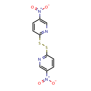 Chemical structure of 2,2'-Dithiobis(5-nitropyridine) , CAS 2127-10-8, AChemBlock X181776