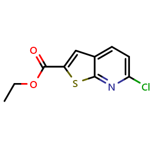 Chemical structure of ethyl 6-chlorothieno[2,3-b]pyridine-2-carboxylate , CAS 2092765-41-6, AChemBlock X181780