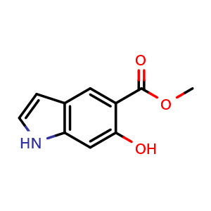 Chemical structure of Methyl 6-hydroxy-1H-indole-5-carboxylate , CAS 2089377-83-1, AChemBlock X181788