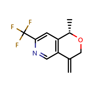 Chemical structure of (1S)-1-methyl-4-methylene-7-(trifluoromethyl)-1H-pyrano[4,3-c]pyridine , CAS 2891580-07-5, AChemBlock X181790