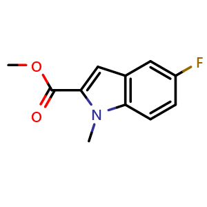 Chemical structure of methyl 5-fluoro-1-methyl-indole-2-carboxylate , CAS 893731-88-9, AChemBlock X181791
