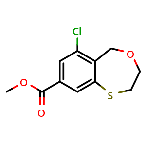 Chemical structure of methyl 6-chloro-3,5-dihydro-2H-4,1-benzoxathiepine-8-carboxylate , CAS 2891597-55-8, AChemBlock X181794