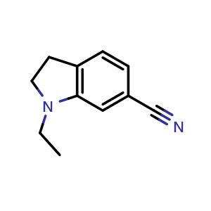 Chemical structure of 1-Ethylindoline-6-carbonitrile , CAS 1123169-33-4, AChemBlock X181801