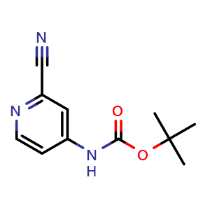 Chemical structure of tert-butyl N-(2-cyano-4-pyridyl)carbamate , CAS 262295-94-3, AChemBlock X181804