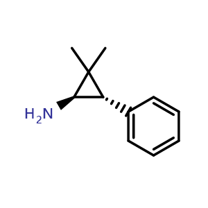 Chemical structure of trans-2,2-dimethyl-3-phenyl-cyclopropanamine , CAS 882188-78-5, AChemBlock X181815