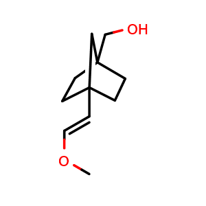 Chemical structure of [4-(2-methoxyvinyl)norbornan-1-yl]methanol , CAS 2891606-53-2, AChemBlock X181824