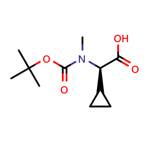 Chemical structure of (2R)-2-[tert-butoxycarbonyl(methyl)amino]-2-cyclopropyl-acetic acid , CAS 2891581-72-7, AChemBlock X181828