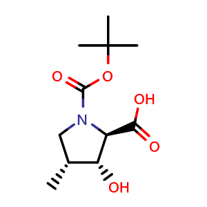Chemical structure of (2R,3R,4R)-1-tert-butoxycarbonyl-3-hydroxy-4-methyl-pyrrolidine-2-carboxylic acid , CAS 2891581-18-1, AChemBlock X181830