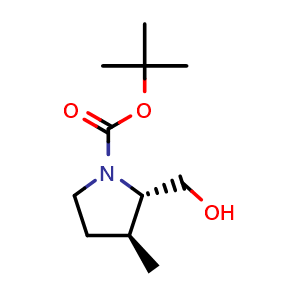 Chemical structure of tert-butyl (2S,3S)-2-(hydroxymethyl)-3-methyl-pyrrolidine-1-carboxylate , CAS 817554-70-4, AChemBlock X181834