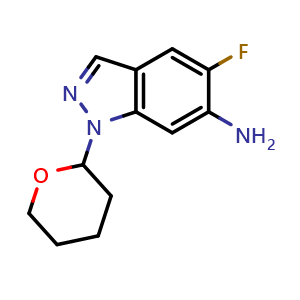 Chemical structure of 5-fluoro-1-tetrahydropyran-2-yl-indazol-6-amine , CAS 2891599-70-3, AChemBlock X181849