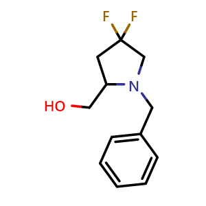 Chemical structure of (1-benzyl-4,4-difluoro-pyrrolidin-2-yl)methanol , CAS 2891599-78-1, AChemBlock X181851