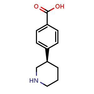 Chemical structure of 4-[(3R)-3-piperidyl]benzoic acid , CAS 1336552-91-0, AChemBlock X181852