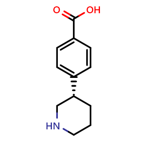 Chemical structure of 4-[(3S)-3-piperidyl]benzoic acid , CAS 1335828-36-8, AChemBlock X181853
