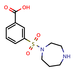 Chemical structure of 3-(1,4-diazepan-1-ylsulfonyl)benzoic acid , CAS 1267215-92-8, AChemBlock X181859