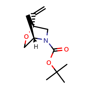 Chemical structure of tert-butyl (1R,4S)-1-vinyl-2-oxa-5-azabicyclo[2.2.1]heptane-5-carboxylate , CAS 2382212-90-8, AChemBlock X181864