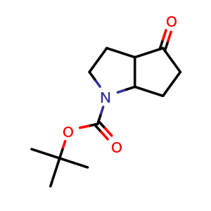 Chemical structure of tert-butyl 4-oxo-2,3,3a,5,6,6a-hexahydrocyclopenta[b]pyrrole-1-carboxylate , CAS 1823230-11-0, AChemBlock X181866