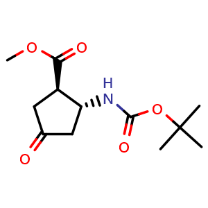 Chemical structure of methyl trans-2-(tert-butoxycarbonylamino)-4-oxo-cyclopentanecarboxylate , CAS 2940874-15-5, AChemBlock X181867