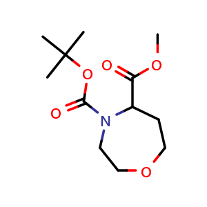 Chemical structure of O4-tert-butyl O5-methyl 1,4-oxazepane-4,5-dicarboxylate , CAS 2383385-45-1, AChemBlock X181871