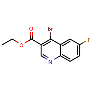 Chemical structure of ethyl 4-bromo-6-fluoro-quinoline-3-carboxylate , CAS 1242260-48-5, AChemBlock X181880