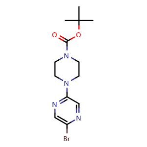 Chemical structure of tert-butyl 4-(5-bromopyrazin-2-yl)piperazine-1-carboxylate , CAS 622386-08-7, AChemBlock X181904