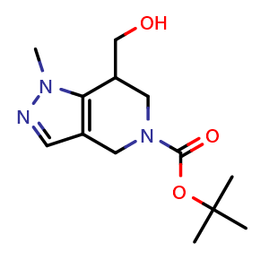 Chemical structure of tert-butyl 7-(hydroxymethyl)-1-methyl-6,7-dihydro-4H-pyrazolo[4,3-c]pyridine-5-carboxylate , CAS 2891598-39-1, AChemBlock X181906