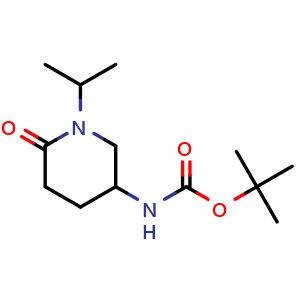 Chemical structure of tert-butyl 1-isopropyl-6-oxopiperidin-3-ylcarbamate , CAS 2891599-72-5, AChemBlock X181913