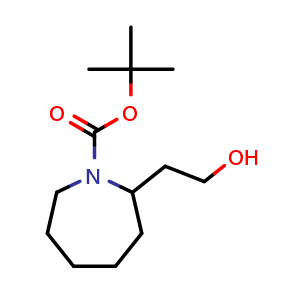 Chemical structure of tert-butyl 2-(2-hydroxyethyl)azepane-1-carboxylate , CAS 250249-86-6, AChemBlock X181914