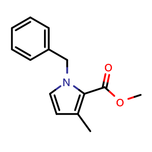 Chemical structure of methyl 1-benzyl-3-methyl-pyrrole-2-carboxylate , CAS 952398-38-8, AChemBlock X181943