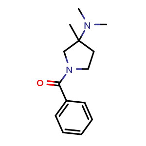 Chemical structure of [3-(dimethylamino)-3-methyl-pyrrolidin-1-yl]-phenyl-methanone , CAS 2891602-17-6, AChemBlock X181951