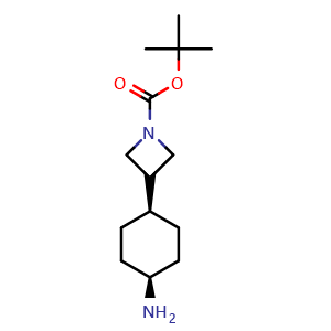 Chemical structure of tert-butyl cis-3-(4-aminocyclohexyl)azetidine-1-carboxylate , CAS 2355133-66-1, AChemBlock X181960