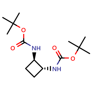 Chemical structure of tert-butyl N-[trans-2-(tert-butoxycarbonylamino)cyclobutyl]carbamate , CAS 2243488-95-9, AChemBlock X181961