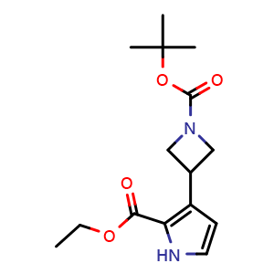Chemical structure of ethyl 3-(1-tert-butoxycarbonylazetidin-3-yl)-1H-pyrrole-2-carboxylate , CAS 2891597-98-9, AChemBlock X181988