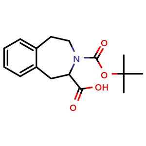 Chemical structure of 3-tert-butoxycarbonyl-1,2,4,5-tetrahydro-3-benzazepine-4-carboxylic acid , CAS 192133-86-1, AChemBlock X182008