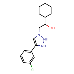 Chemical structure of 2-(4-(3-chlorophenyl)-2,3-dihydro-1H-1,2,3-triazol-1-yl)-1-cyclohexylethan-1-ol , CAS 2061979-84-6, AChemBlock X182009