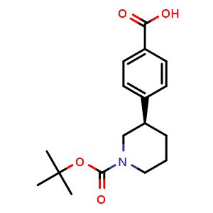 Chemical structure of 4-[(3R)-1-tert-butoxycarbonyl-3-piperidyl]benzoic acid , CAS 1217749-88-6, AChemBlock X182020