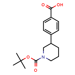 Chemical structure of 4-(1-tert-butoxycarbonyl-3-piperidyl)benzoic acid , CAS 916421-44-8, AChemBlock X182023