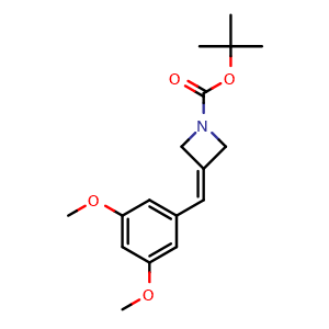Chemical structure of tert-butyl 3-[(3,5-dimethoxyphenyl)methylene]azetidine-1-carboxylate , CAS 1801243-43-5, AChemBlock X182025