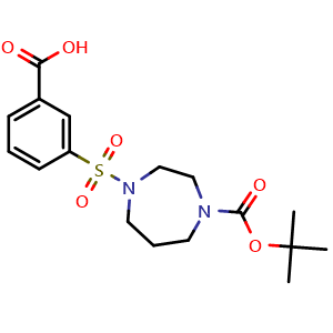 Chemical structure of 3-[(4-tert-butoxycarbonyl-1,4-diazepan-1-yl)sulfonyl]benzoic acid , CAS 864685-22-3, AChemBlock X182030