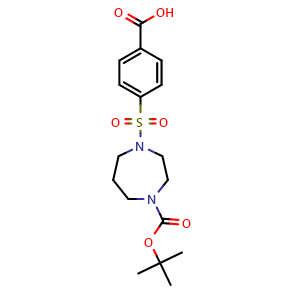 Chemical structure of 4-[(4-tert-butoxycarbonyl-1,4-diazepan-1-yl)sulfonyl]benzoic acid , CAS 874838-70-7, AChemBlock X182031