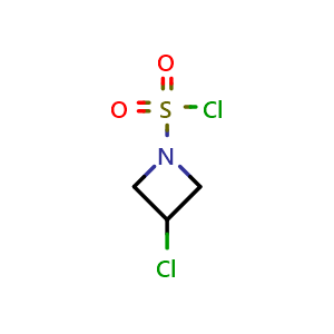 Chemical structure of 3-Chloroazetidine-1-sulfonyl chloride , CAS 2503209-25-2, AChemBlock X182062