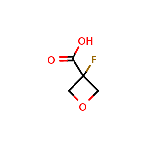 Chemical structure of 3-fluorooxetane-3-carboxylic acid , CAS 1554199-62-0, AChemBlock X182072