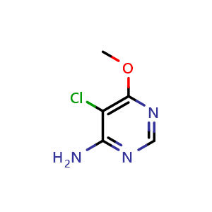 Chemical structure of 5-chloro-6-methoxy-pyrimidin-4-amine , CAS 1696280-39-3, AChemBlock X182095