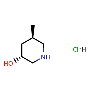 Chemical structure of (3R,5R)-5-methylpiperidin-3-ol hydrochloride , CAS 2940870-50-6, AChemBlock X182124