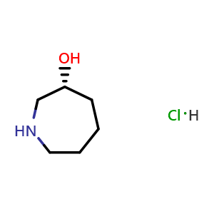 Chemical structure of (3R)-azepan-3-ol hydrochloride , CAS 1956435-25-8, AChemBlock X182125