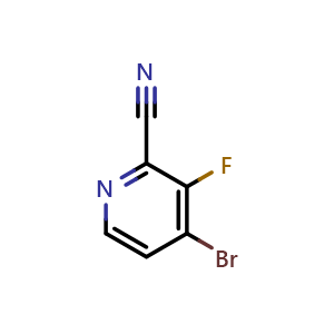 Chemical structure of 4-bromo-3-fluoro-pyridine-2-carbonitrile , CAS 1780027-97-5, AChemBlock X182130