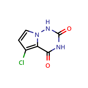 Chemical structure of 5-chloro-1H-pyrrolo[2,1-f][1,2,4]triazine-2,4-dione , CAS 1627905-78-5, AChemBlock X182133