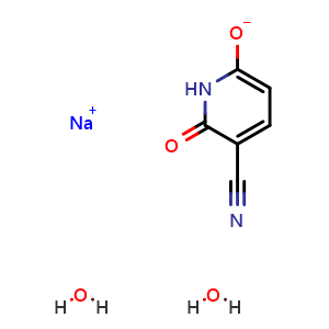 Chemical structure of sodium 5-cyano-6-oxo-1,6-dihydropyridin-2-olate dihydrate , CAS 2243230-95-5, AChemBlock X182141